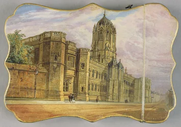 Étui à cartes victorien, avec une scène de Christ Church, Oxford et Tom Tower